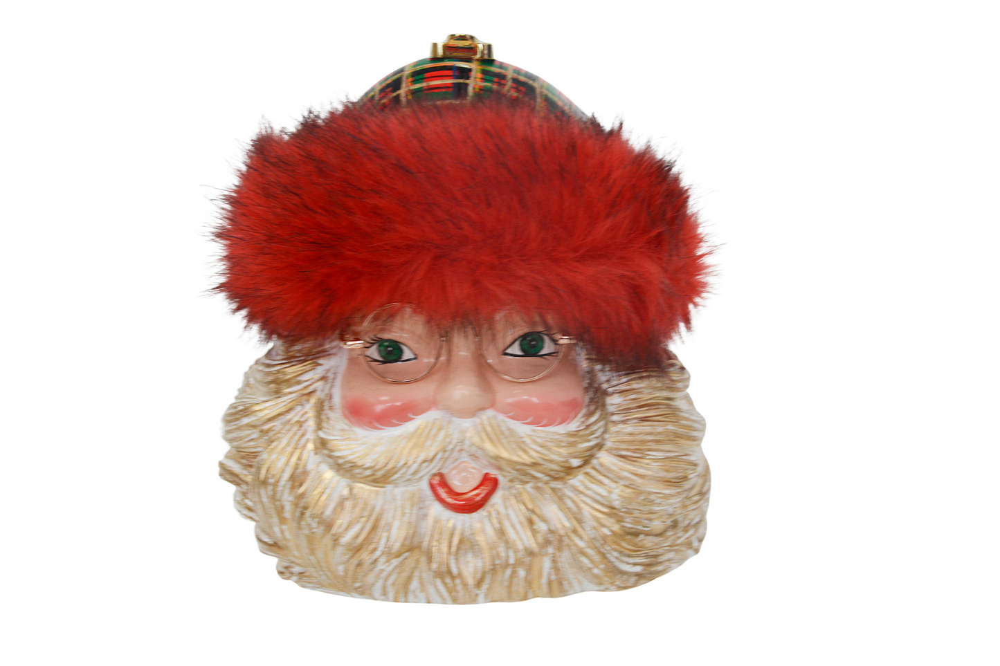 Smiling Santa Anniversary Collectible Acacia Wood Handbag