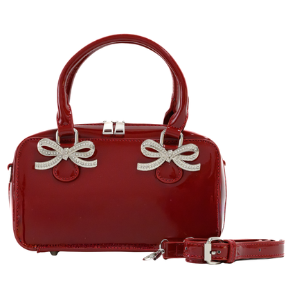 Kylie Mini Top-Handle Satchel in Red Vegan Leather
