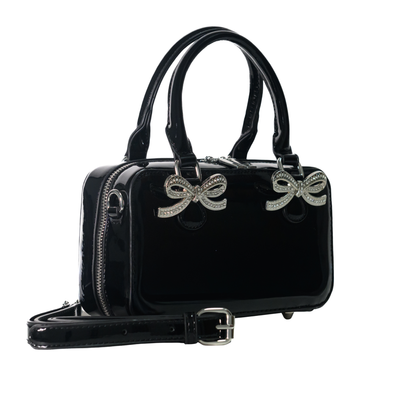 Kylie Mini Top-Handle Satchel in Black Vegan Leather