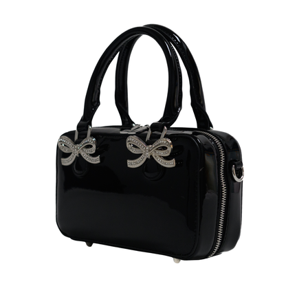 Kylie Mini Top-Handle Satchel in Black Vegan Leather