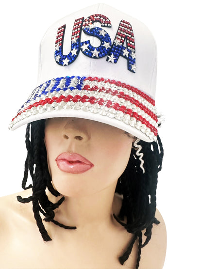USA Flag White Cap