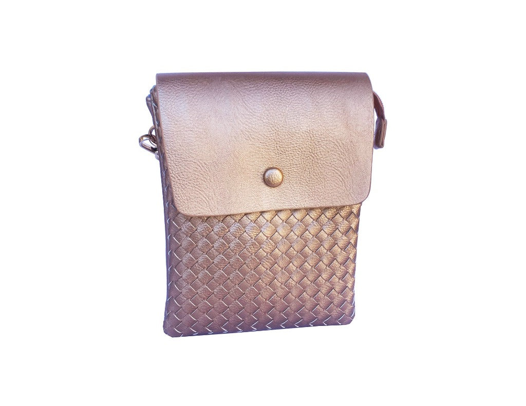 Ava - Soft Gold Woven Vegan Leather