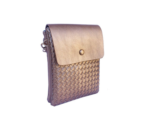 Ava - Soft Gold Woven Vegan Leather